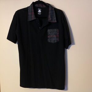 Croft & Barrow Black Polo with Plaid Accents from Edinburgh Castle